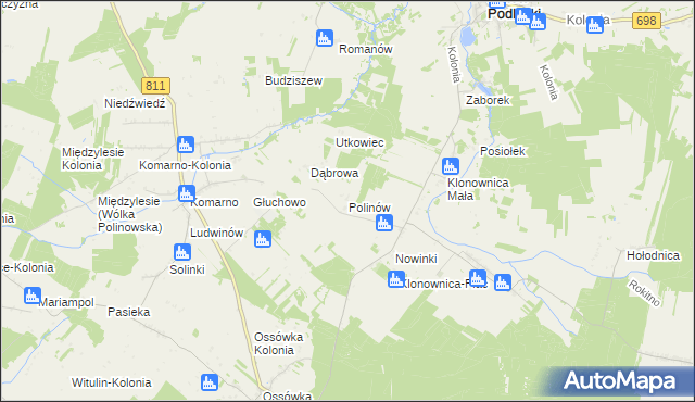 mapa Polinów, Polinów na mapie Targeo