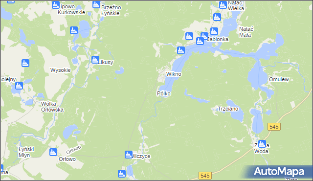 mapa Pólko gmina Nidzica, Pólko gmina Nidzica na mapie Targeo