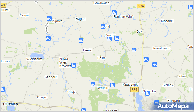 mapa Pólko gmina Płużnica, Pólko gmina Płużnica na mapie Targeo