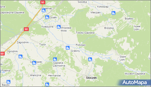 mapa Polkowo gmina Stoczek, Polkowo gmina Stoczek na mapie Targeo