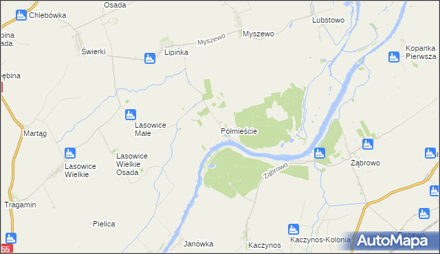 mapa Półmieście, Półmieście na mapie Targeo