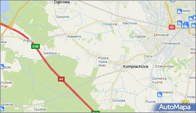 mapa Polska Nowa Wieś, Polska Nowa Wieś na mapie Targeo