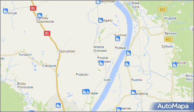 mapa Polskie Gronowo, Polskie Gronowo na mapie Targeo