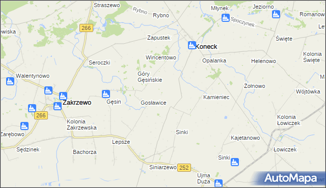 mapa Pomiany gmina Koneck, Pomiany gmina Koneck na mapie Targeo