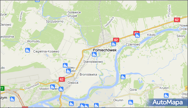 mapa Pomiechowo, Pomiechowo na mapie Targeo