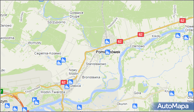 mapa Pomiechowo, Pomiechowo na mapie Targeo