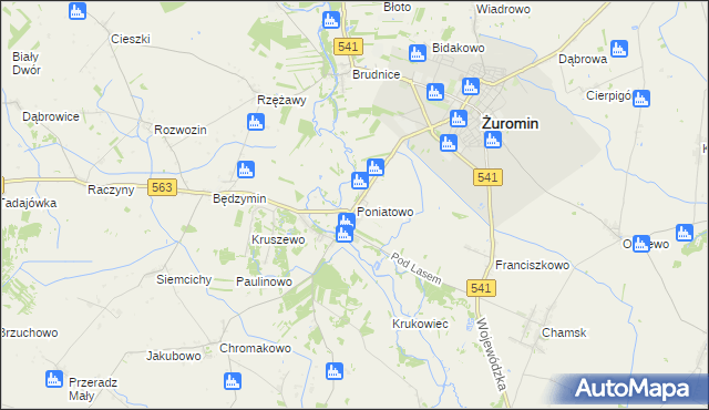 mapa Poniatowo gmina Żuromin, Poniatowo gmina Żuromin na mapie Targeo