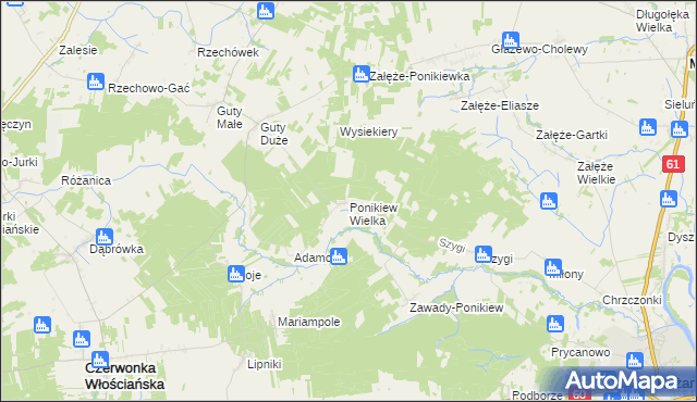 mapa Ponikiew Wielka, Ponikiew Wielka na mapie Targeo