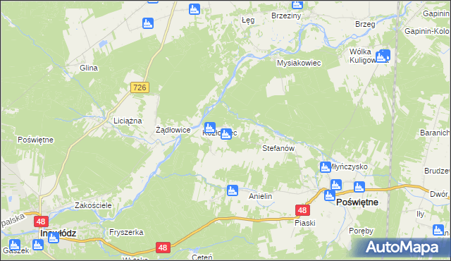 mapa Ponikła gmina Poświętne, Ponikła gmina Poświętne na mapie Targeo