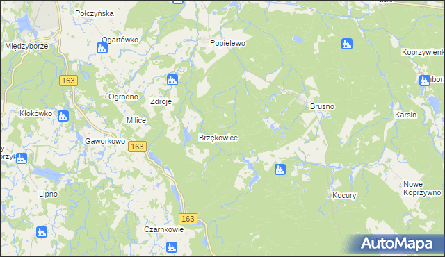 mapa Popielewice, Popielewice na mapie Targeo