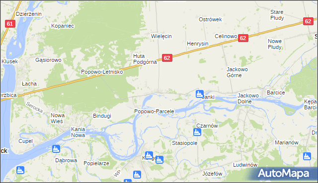 mapa Popowo Kościelne gmina Somianka, Popowo Kościelne gmina Somianka na mapie Targeo