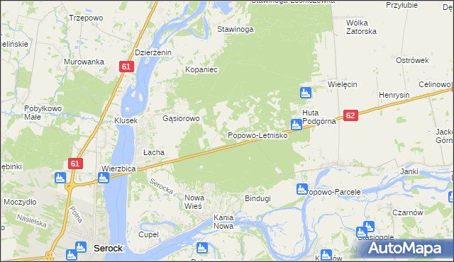 mapa Popowo-Letnisko, Popowo-Letnisko na mapie Targeo