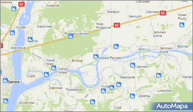 mapa Popowo-Parcele, Popowo-Parcele na mapie Targeo