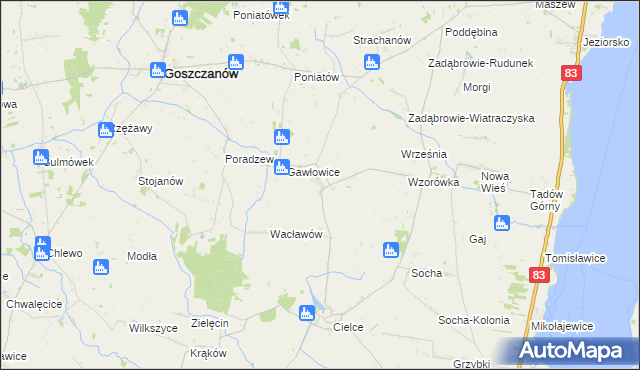 mapa Poprężniki, Poprężniki na mapie Targeo