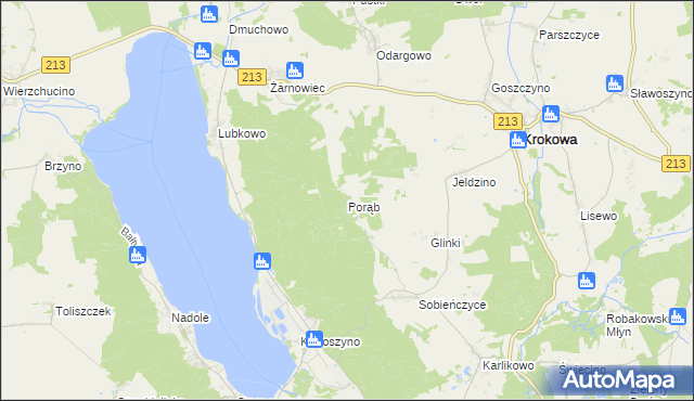 mapa Porąb gmina Krokowa, Porąb gmina Krokowa na mapie Targeo