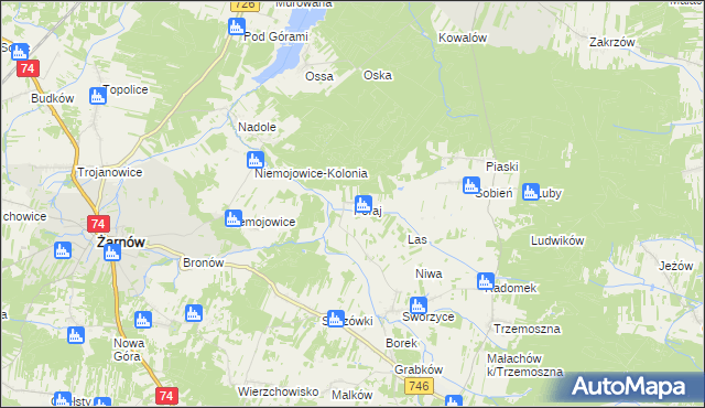 mapa Poraj gmina Końskie, Poraj gmina Końskie na mapie Targeo