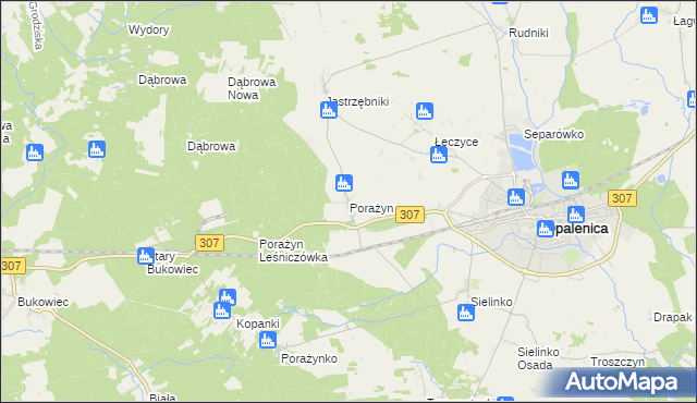 mapa Porażyn, Porażyn na mapie Targeo