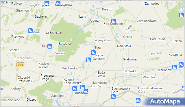 mapa Poręba Dzierżna, Poręba Dzierżna na mapie Targeo