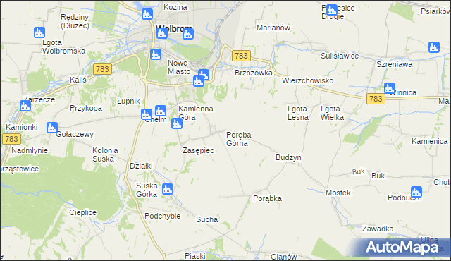 mapa Poręba Górna, Poręba Górna na mapie Targeo