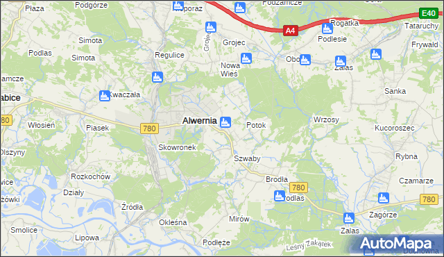 mapa Poręba Żegoty, Poręba Żegoty na mapie Targeo