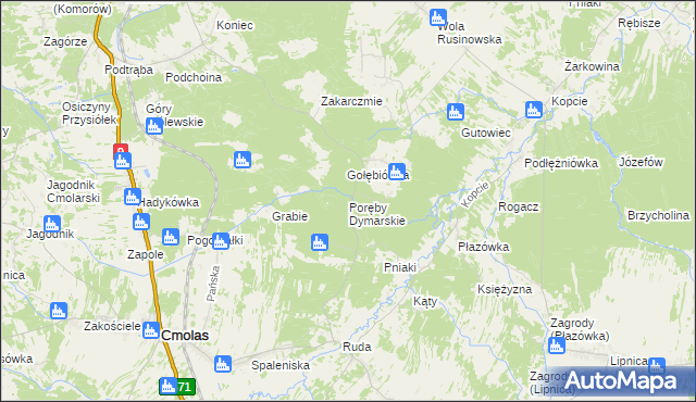 mapa Poręby Dymarskie, Poręby Dymarskie na mapie Targeo