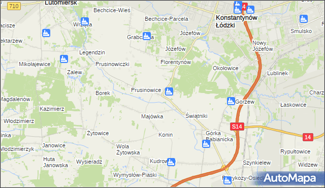 mapa Porszewice, Porszewice na mapie Targeo