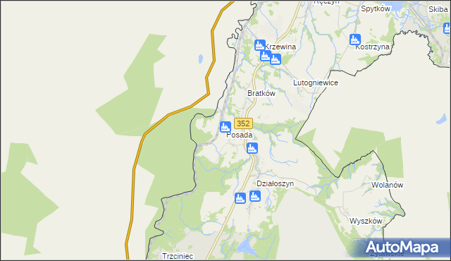 mapa Posada gmina Bogatynia, Posada gmina Bogatynia na mapie Targeo