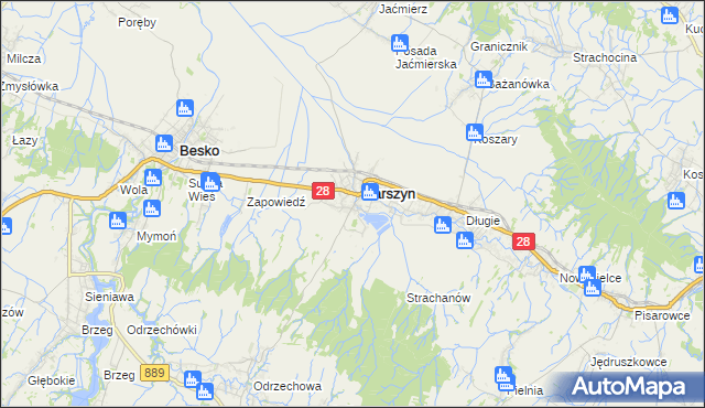 mapa Posada Zarszyńska, Posada Zarszyńska na mapie Targeo