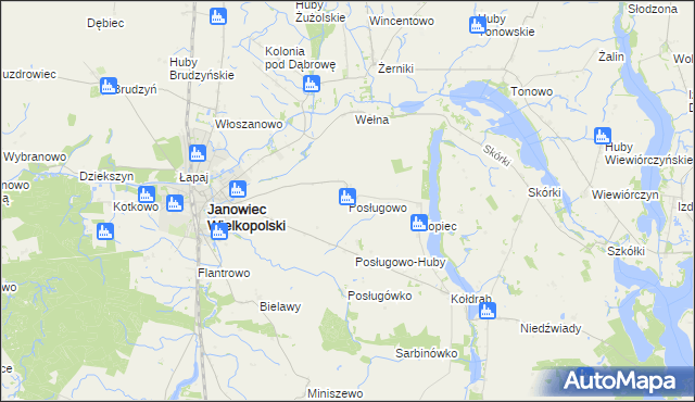 mapa Posługowo, Posługowo na mapie Targeo