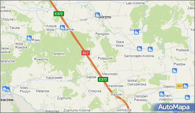 mapa Potaszniki, Potaszniki na mapie Targeo