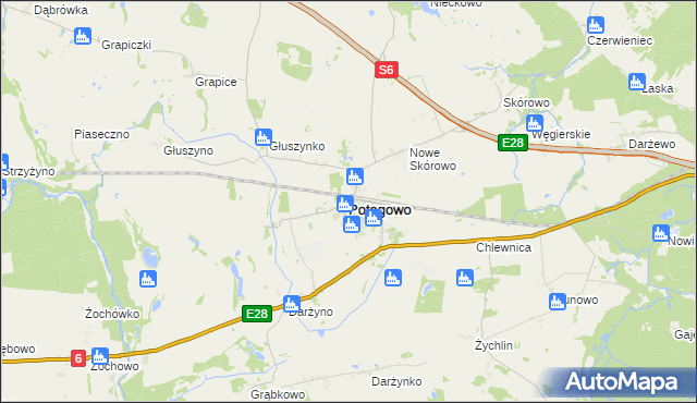 mapa Potęgowo powiat słupski, Potęgowo powiat słupski na mapie Targeo