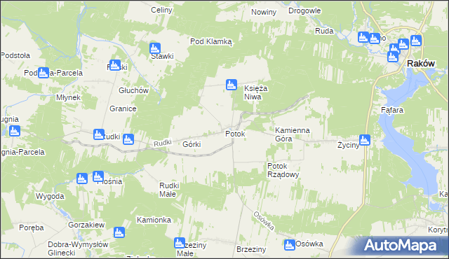 mapa Potok gmina Szydłów, Potok gmina Szydłów na mapie Targeo