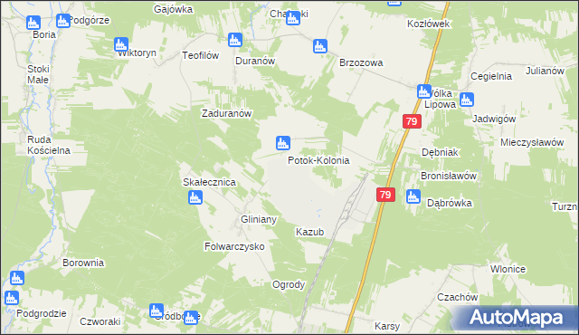 mapa Potok-Kolonia, Potok-Kolonia na mapie Targeo