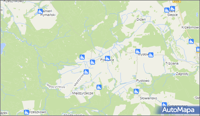 mapa Powalice gmina Sławoborze, Powalice gmina Sławoborze na mapie Targeo