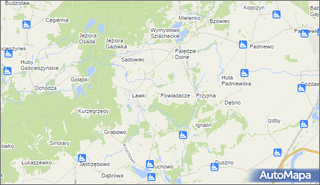 mapa Powiadacze, Powiadacze na mapie Targeo