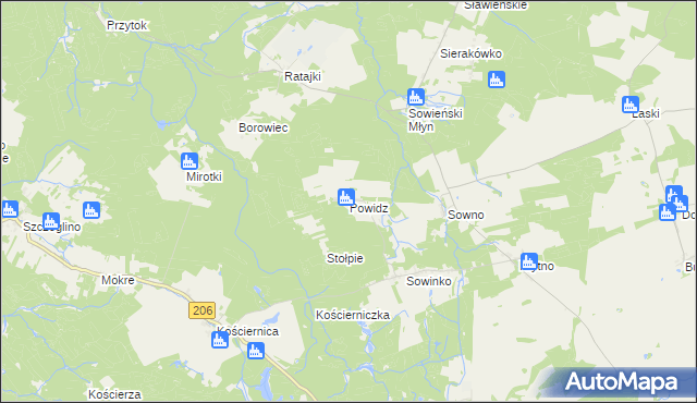 mapa Powidz gmina Polanów, Powidz gmina Polanów na mapie Targeo