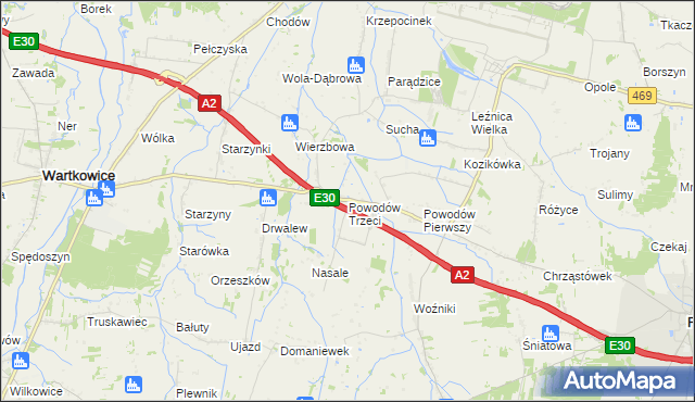 mapa Powodów Trzeci, Powodów Trzeci na mapie Targeo