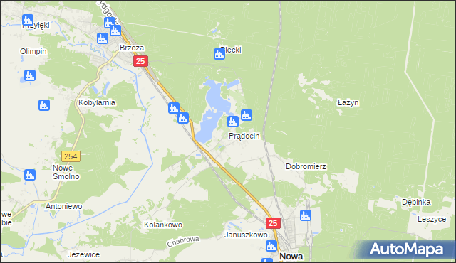 mapa Prądocin gmina Nowa Wieś Wielka, Prądocin gmina Nowa Wieś Wielka na mapie Targeo