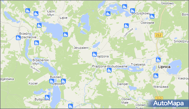 mapa Prądzona, Prądzona na mapie Targeo