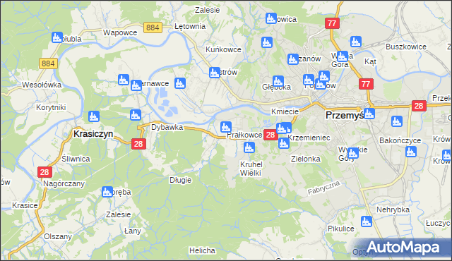 mapa Prałkowce, Prałkowce na mapie Targeo