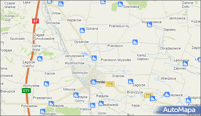 mapa Prandocin-Wysiołek, Prandocin-Wysiołek na mapie Targeo