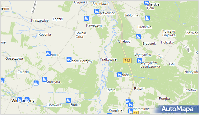 mapa Pratkowice, Pratkowice na mapie Targeo