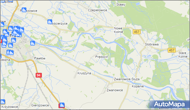 mapa Prędocin gmina Skarbimierz, Prędocin gmina Skarbimierz na mapie Targeo