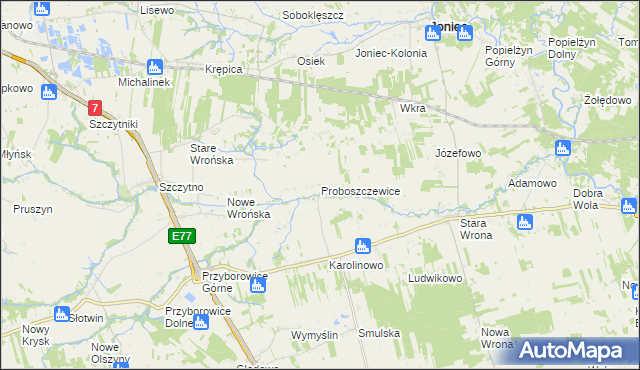 mapa Proboszczewice, Proboszczewice na mapie Targeo