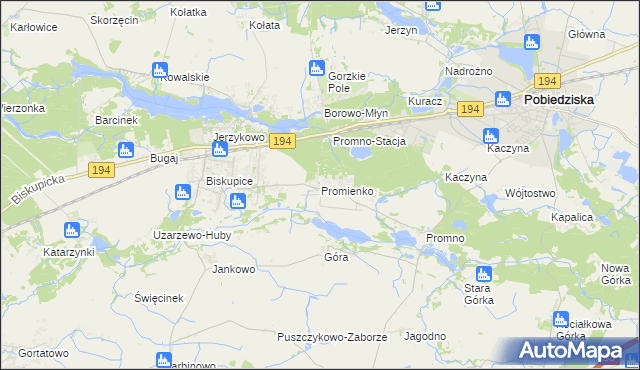 mapa Promienko, Promienko na mapie Targeo