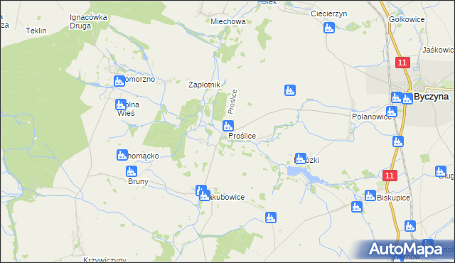 mapa Proślice, Proślice na mapie Targeo