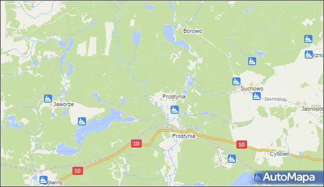 mapa Prostynia gmina Kalisz Pomorski, Prostynia gmina Kalisz Pomorski na mapie Targeo