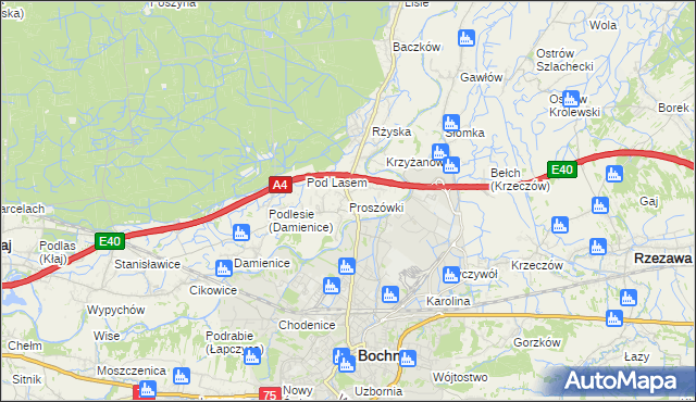 mapa Proszówki, Proszówki na mapie Targeo