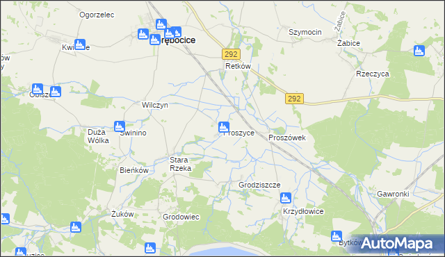mapa Proszyce, Proszyce na mapie Targeo