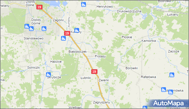 mapa Protasy, Protasy na mapie Targeo